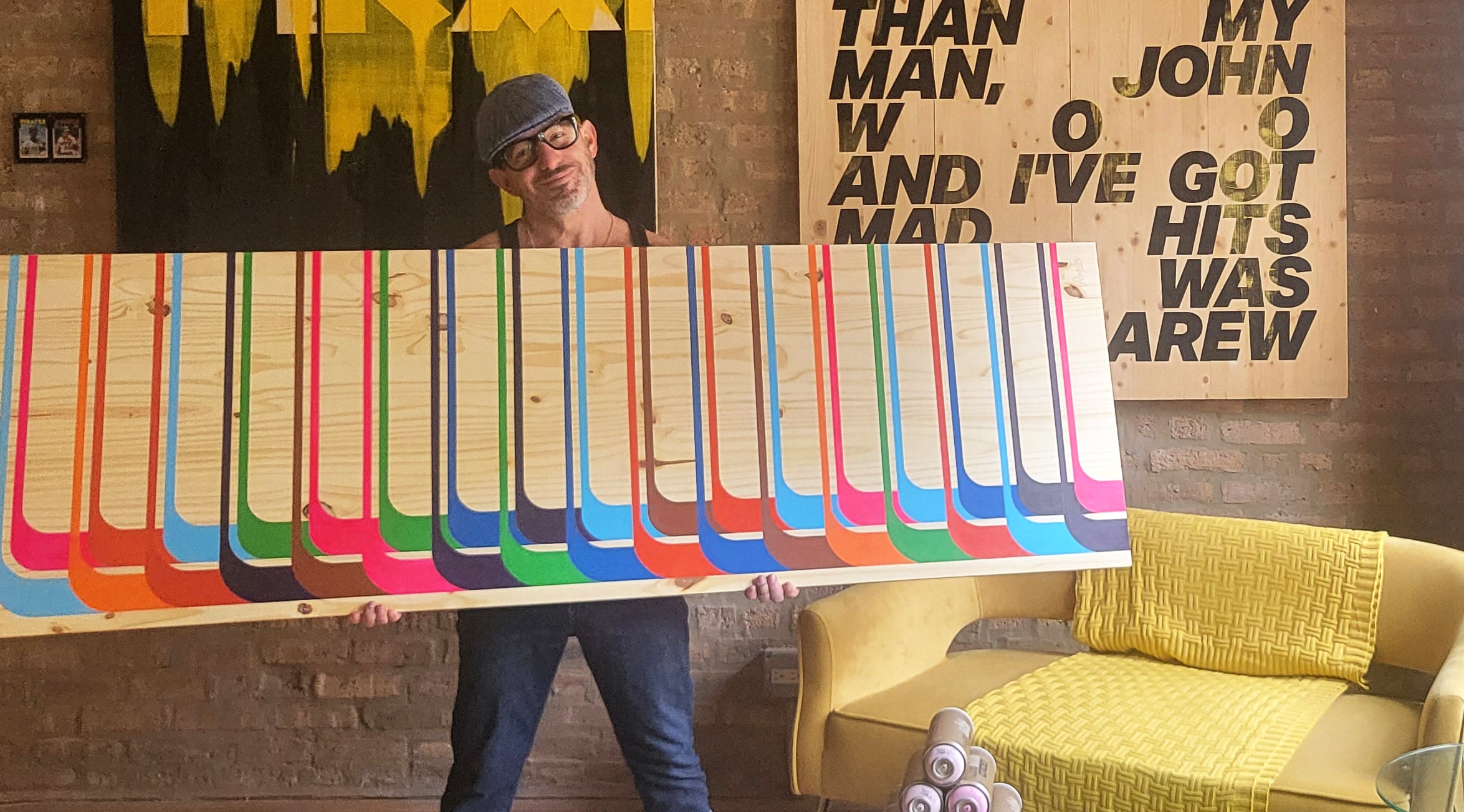 Matthew Lee Rosen's painting of 1982 Topps Stripes. 6 Feet Wide.