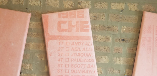 Baseball card art by Matthew Lee Rosen (aka Matthew Rosen) - 1986 Topps Traded Checklist (Giant Gum Stick)