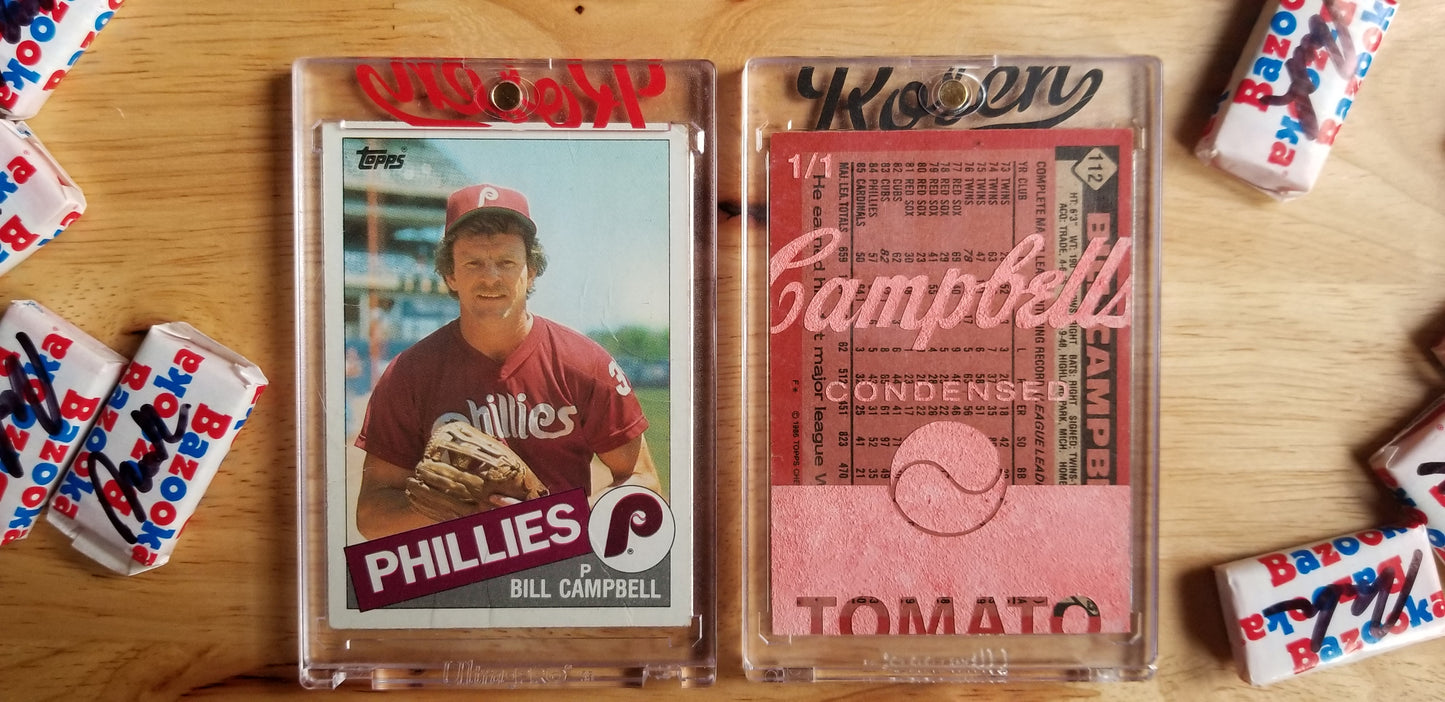 Baseball card art by Matthew Lee Rosen - Bill Campbell’s Soup