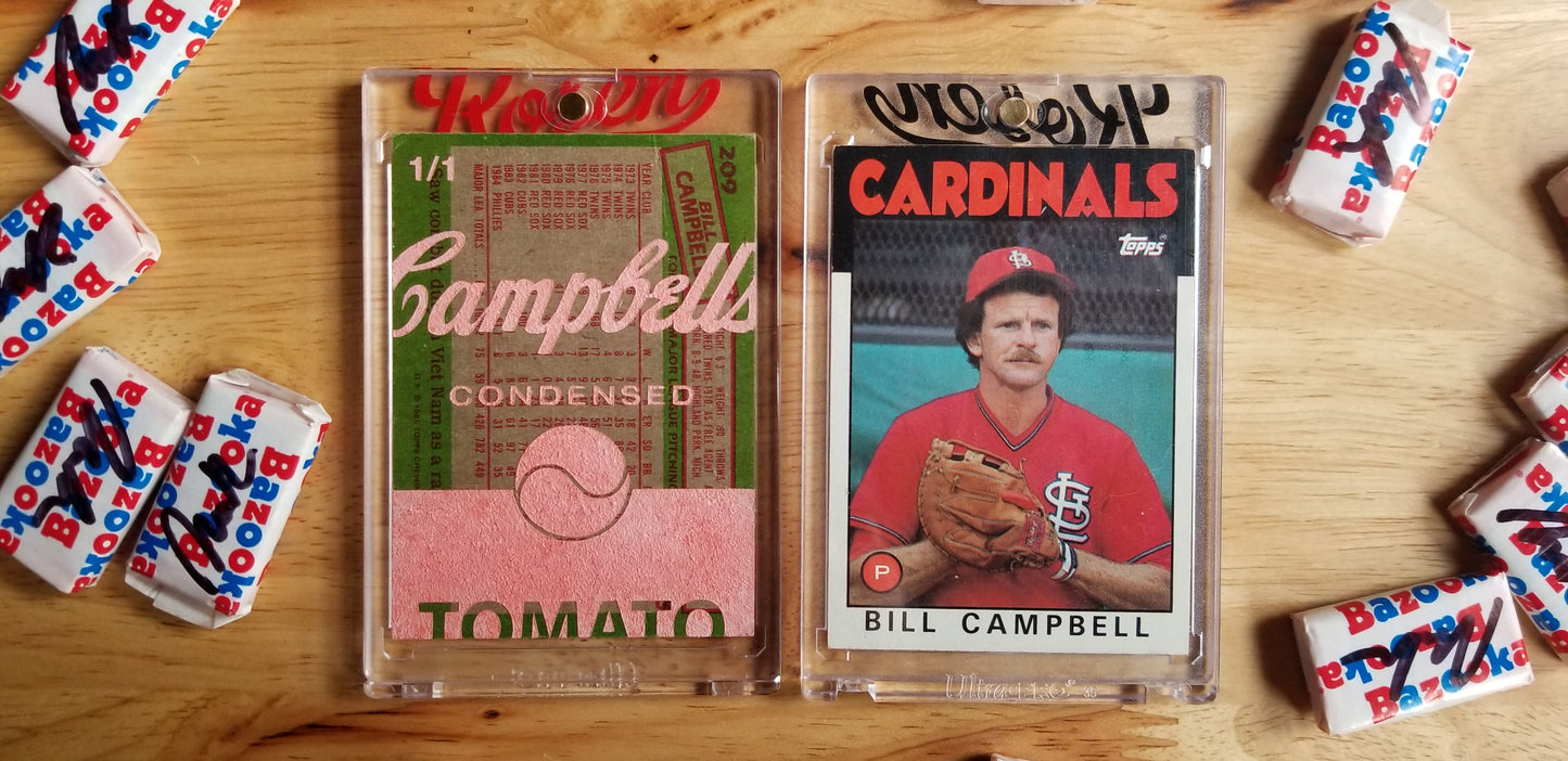 Baseball card art by Matthew Lee Rosen - Bill Campbell’s Soup