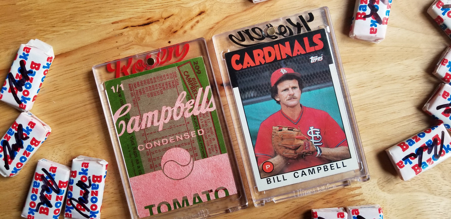 Baseball card art by Matthew Lee Rosen - Bill Campbell’s Soup