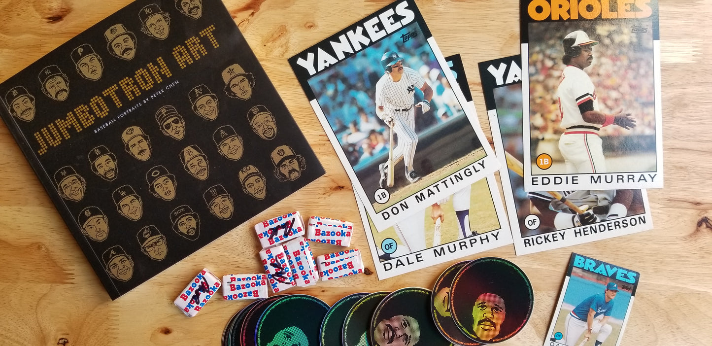 Jumbotron baseball card art by Matt Rosen & Peter Chen