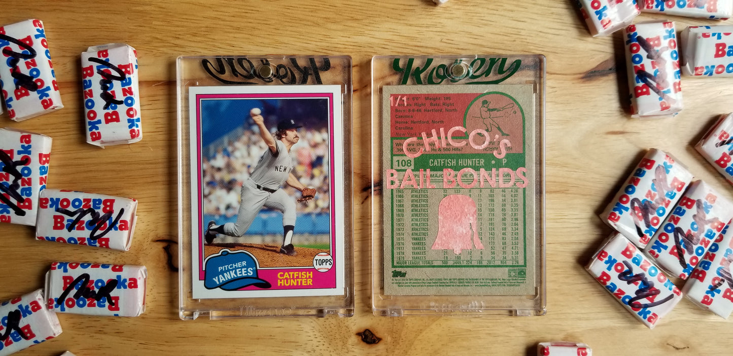 Baseball card art by Matthew Rosen - Bad News Bears Catfish Hunter