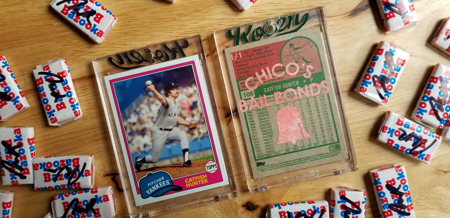 Baseball card art by Matthew Lee Rosen - Bad News Bears Catfish Hunter