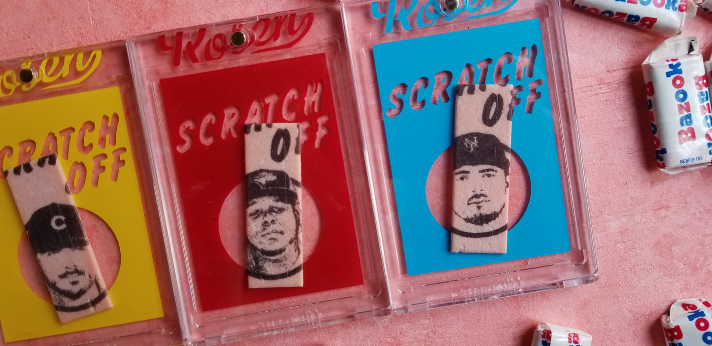 Baseball card art by Matthew Lee Rosen - Topps Scratch Offs