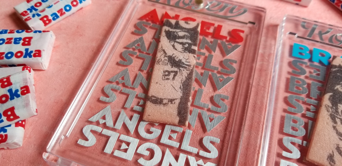 Baseball card art by Matt Rosen - Trout, Acuna & Tatis 1986