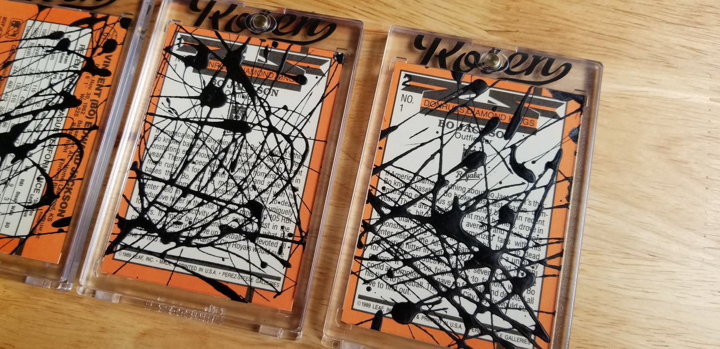 Baseball card art by Matthew Lee Rosen (aka Matthew Rosen) - Bo Jackson Pollock