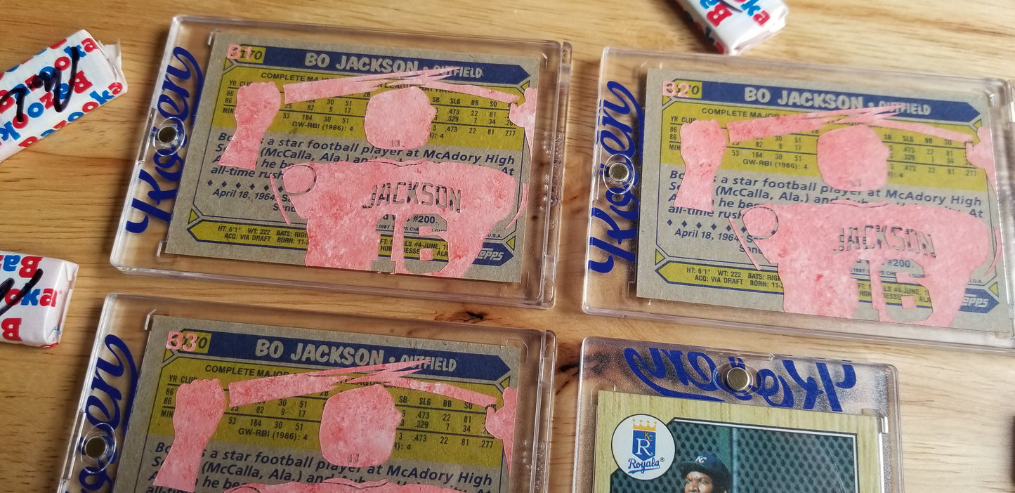 Baseball card art by Matthew Rosen - Bo Jackson Bat Break 1987 Topps