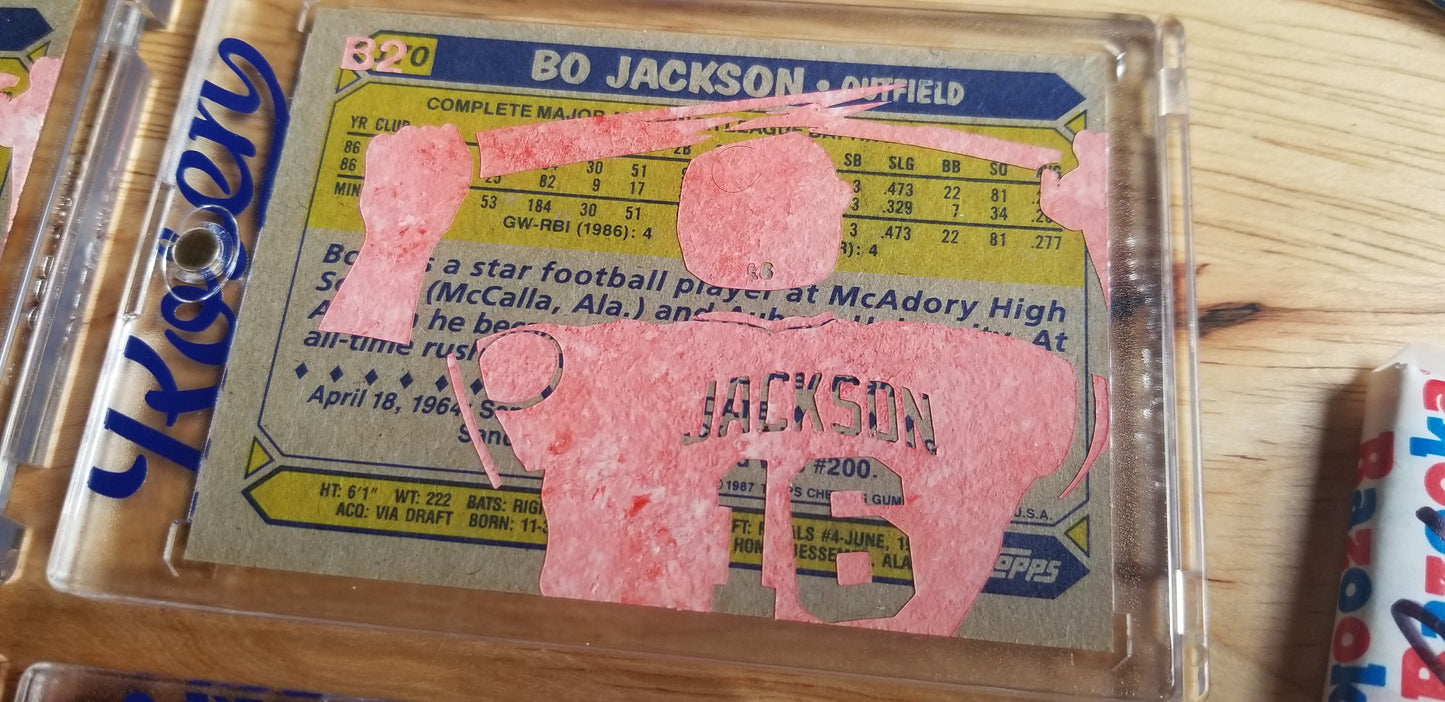 Baseball card art by Matthew Rosen - Bo Jackson Bat Break 1987 Topps