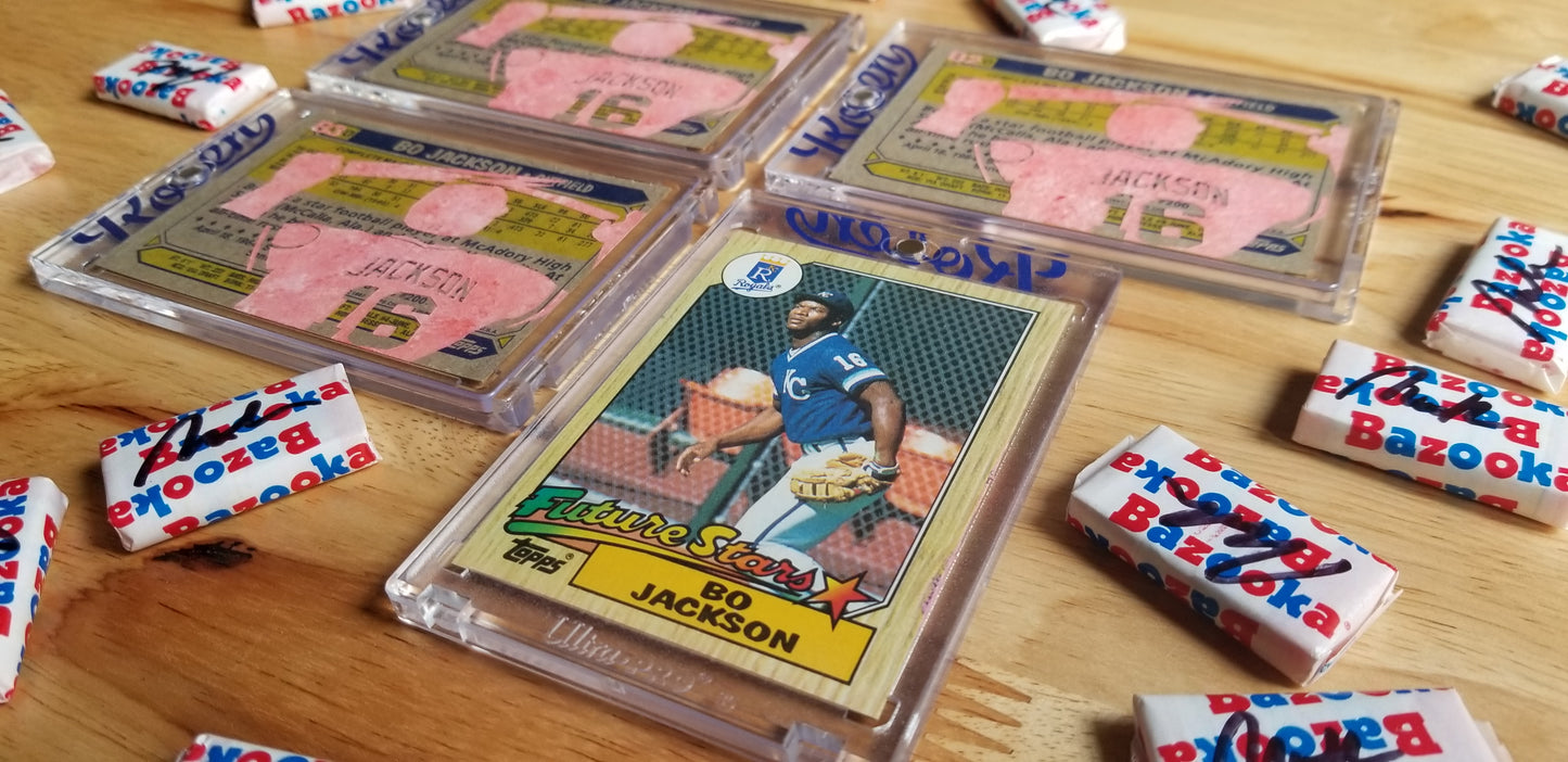 Baseball card art by Matthew Rosen - Bo Jackson Bat Break 1987 Topps