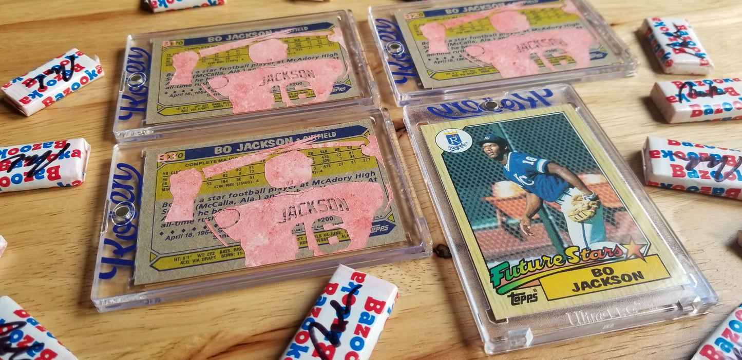 Baseball card art by Matthew Rosen - Bo Jackson Bat Break 1987 Topps