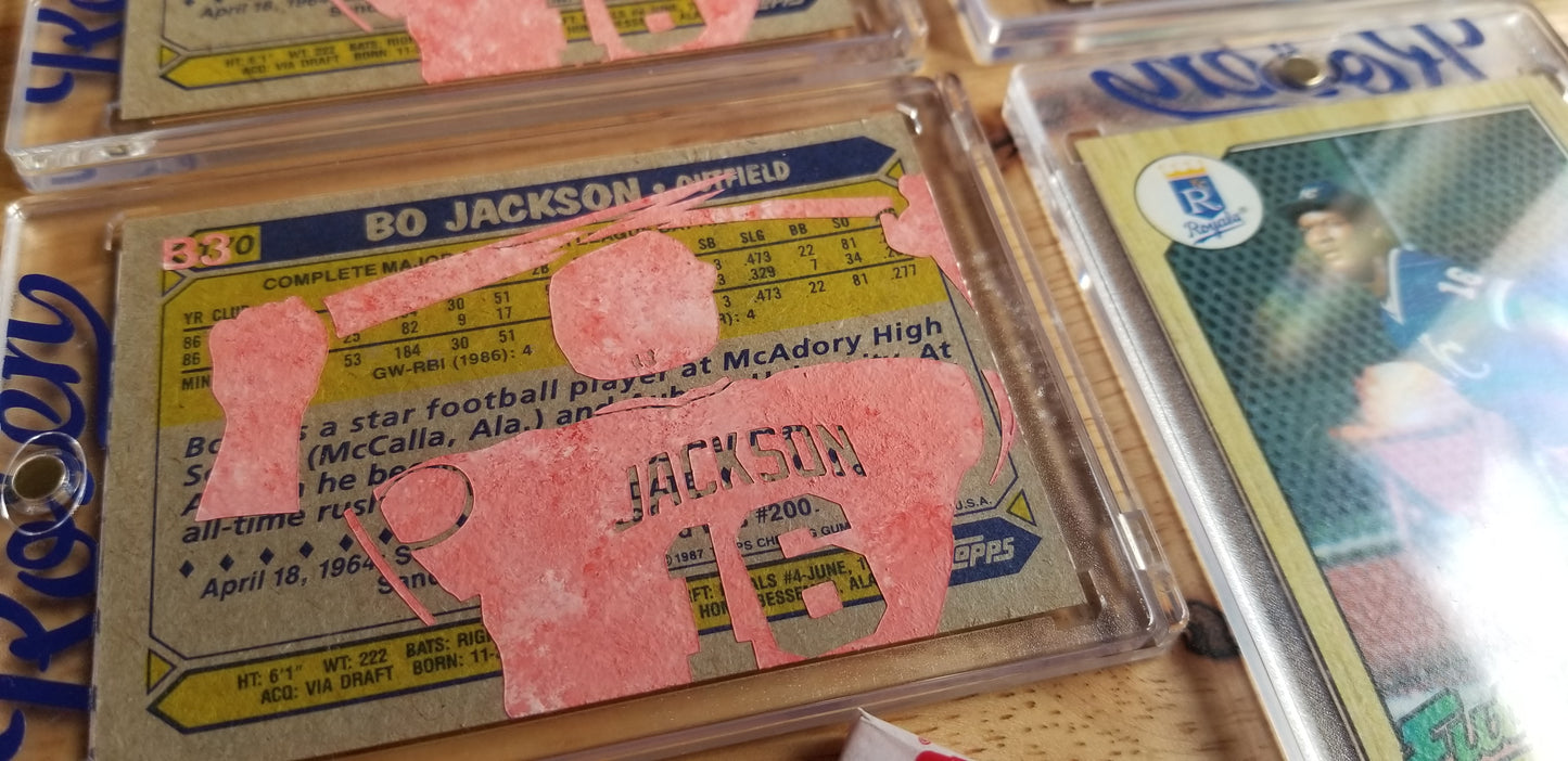 Baseball card art by Matthew Rosen - Bo Jackson Bat Break 1987 Topps