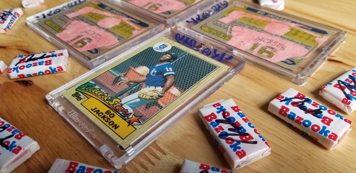 Baseball card art by Matthew Rosen - Bo Jackson Bat Break 1987 Topps