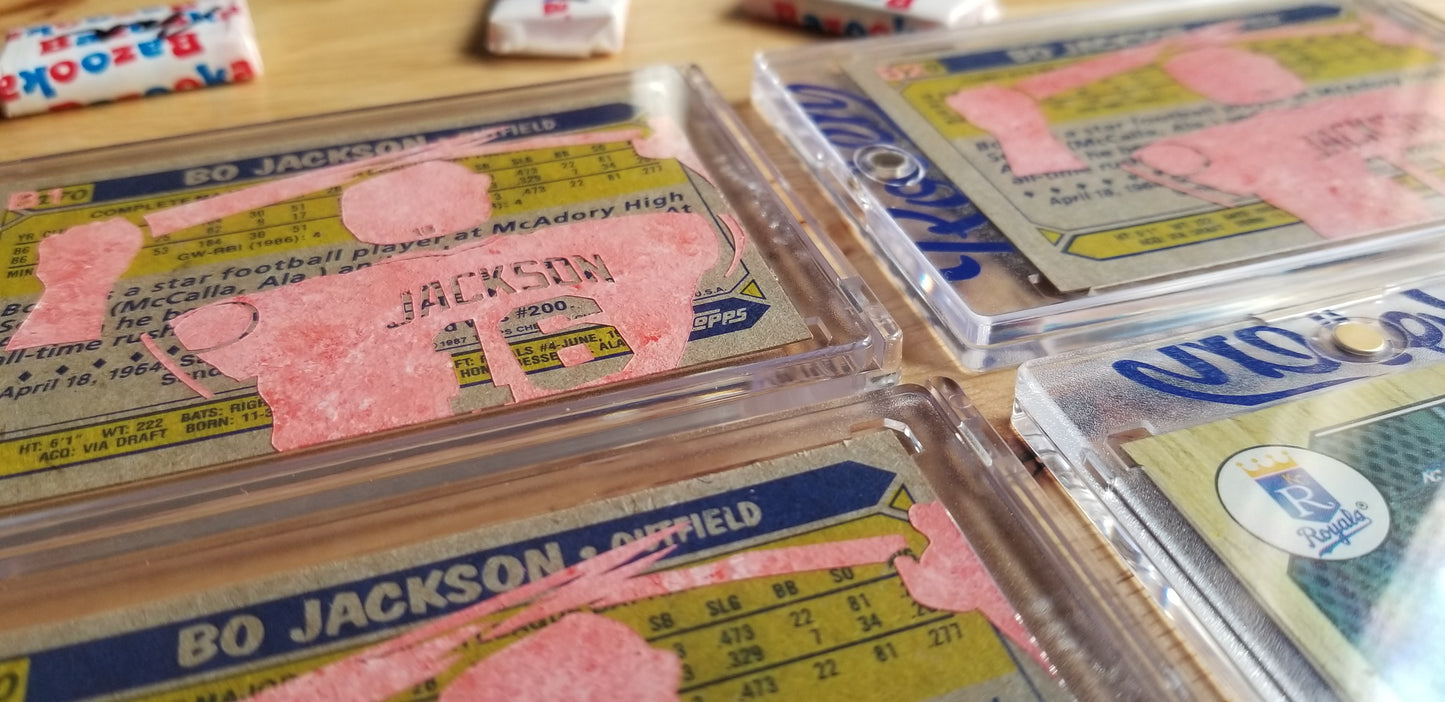Baseball card art by Matthew Rosen - Bo Jackson Bat Break 1987 Topps