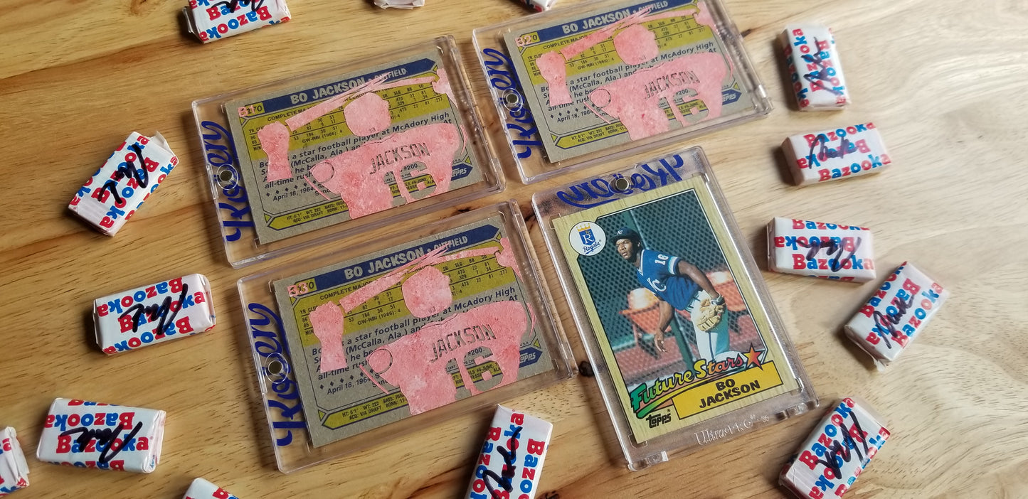Baseball card art by Matthew Rosen - Bo Jackson Bat Break 1987 Topps