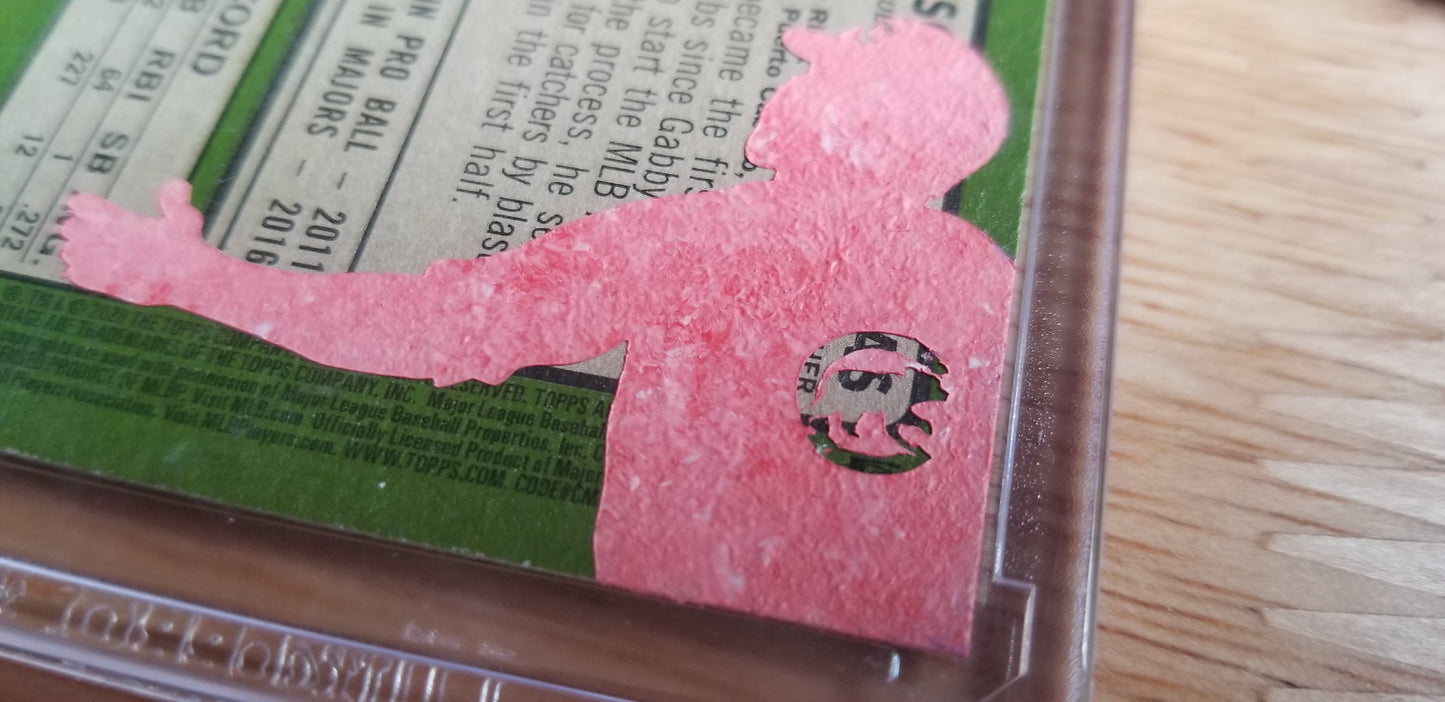 Baseball card art by Matthew Rosen - Willson Contreras Bat Flip