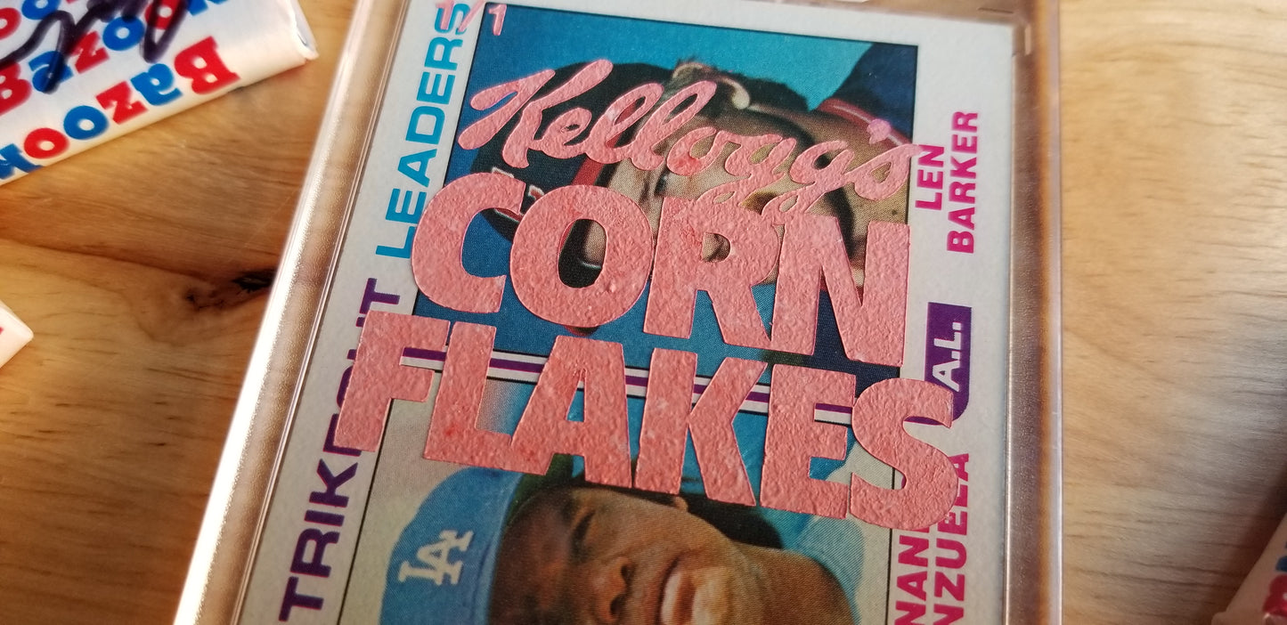 Baseball card art by Matthew Rosen - Fernando Valenzuela Corn Flakes