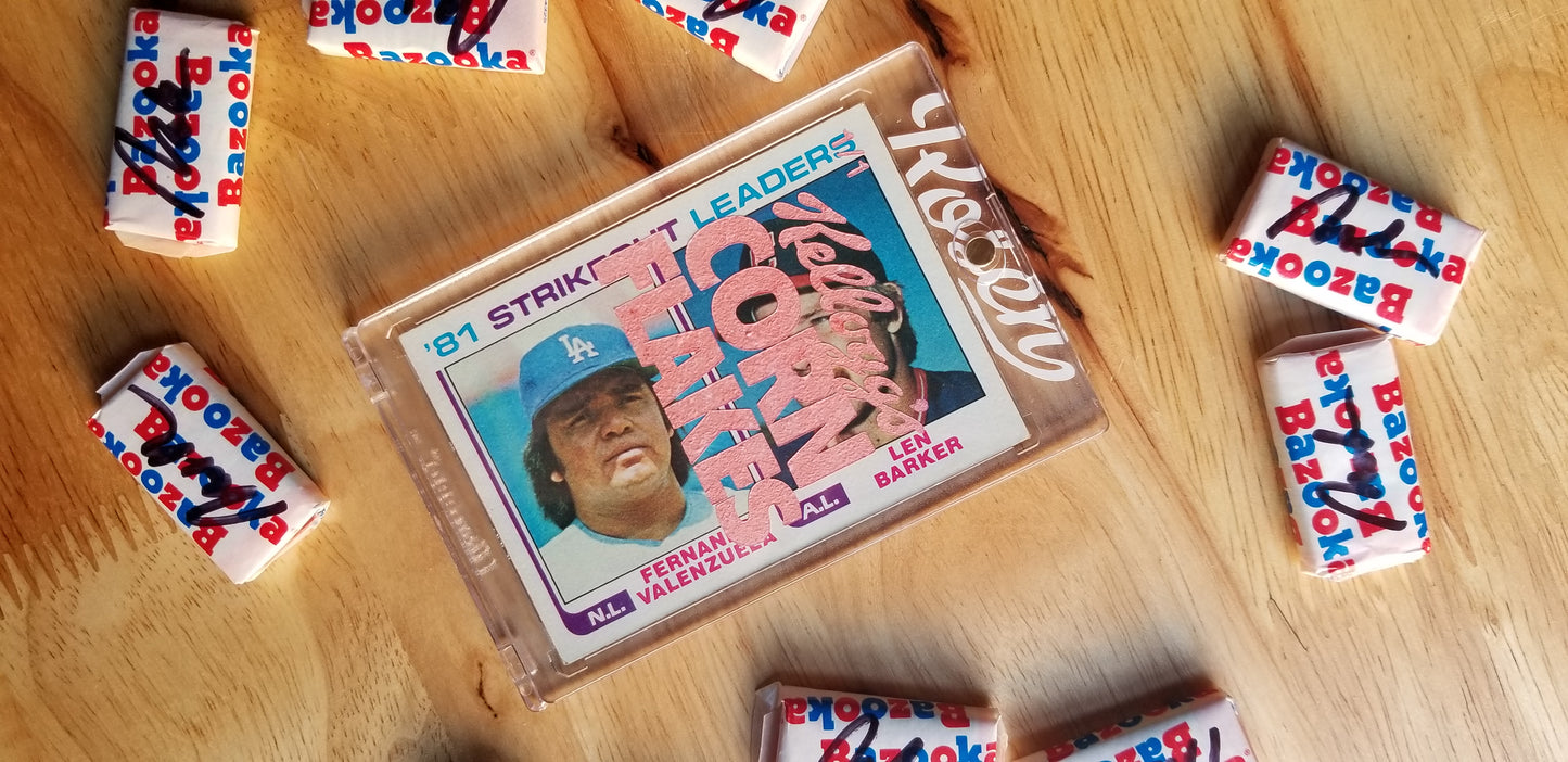 Baseball card art by Matthew Rosen - Fernando Valenzuela Corn Flakes