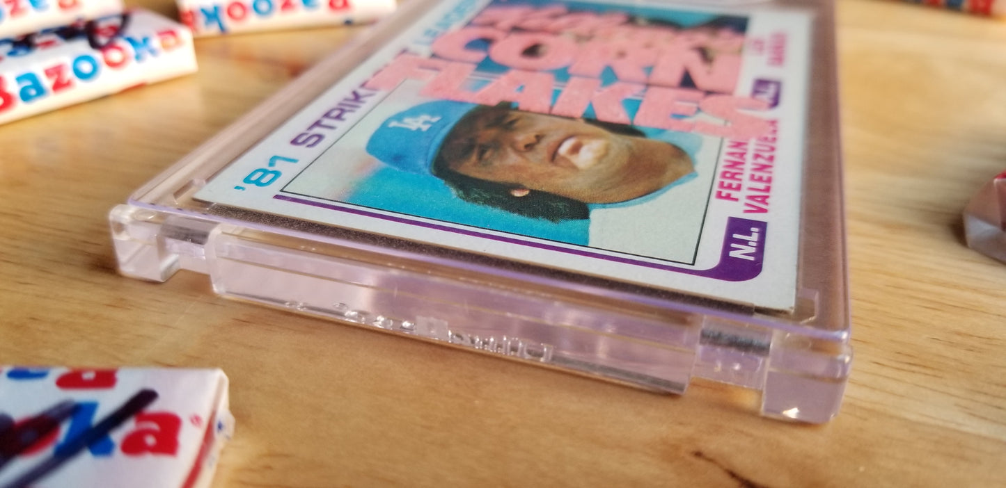 Baseball card art by Matthew Rosen - Fernando Valenzuela Corn Flakes