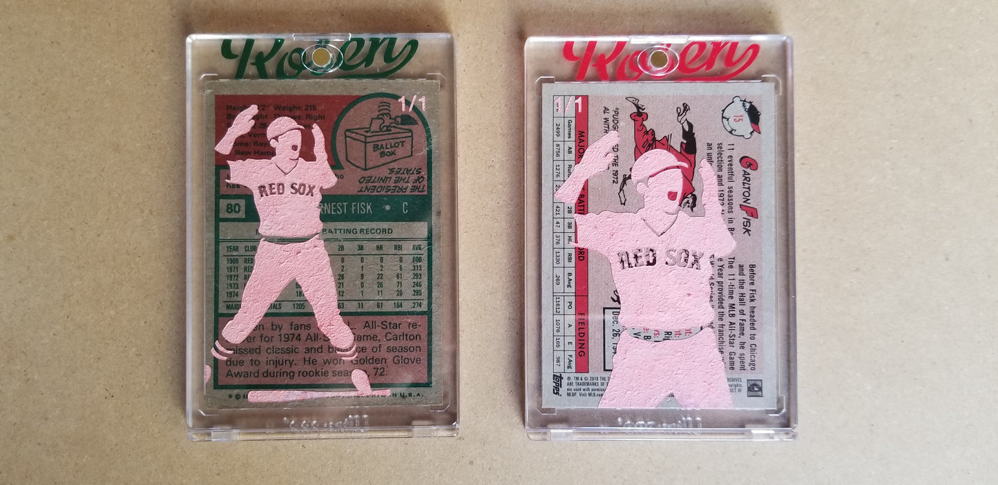Baseball card art by Matthew Lee Rosen (aka Matthew Rosen) - Carlton Fisk Game 6 Home Run
