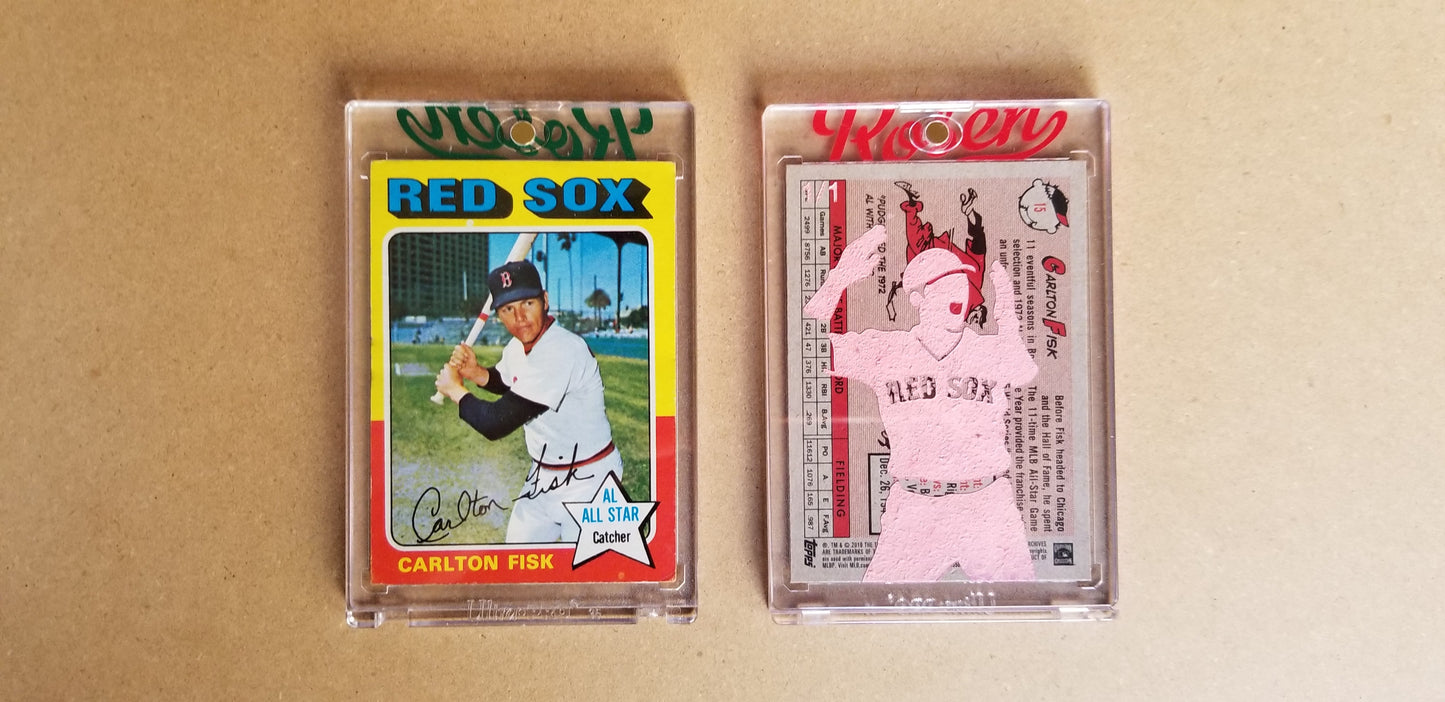 Baseball card art by Matthew Lee Rosen (aka Matthew Rosen) - Carlton Fisk Game 6 Home Run