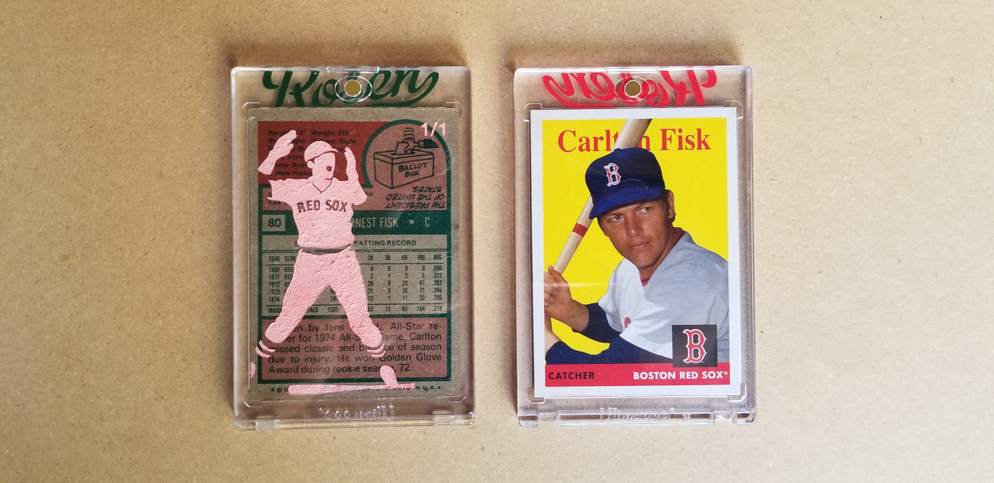 Baseball card art by Matthew Lee Rosen (aka Matthew Rosen) - Carlton Fisk Game 6 Home Run
