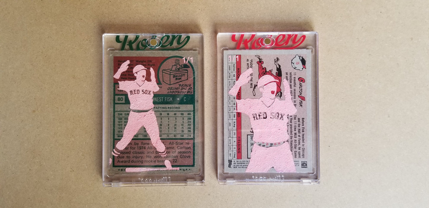 Baseball card art by Matthew Lee Rosen (aka Matthew Rosen) - Carlton Fisk Game 6 Home Run