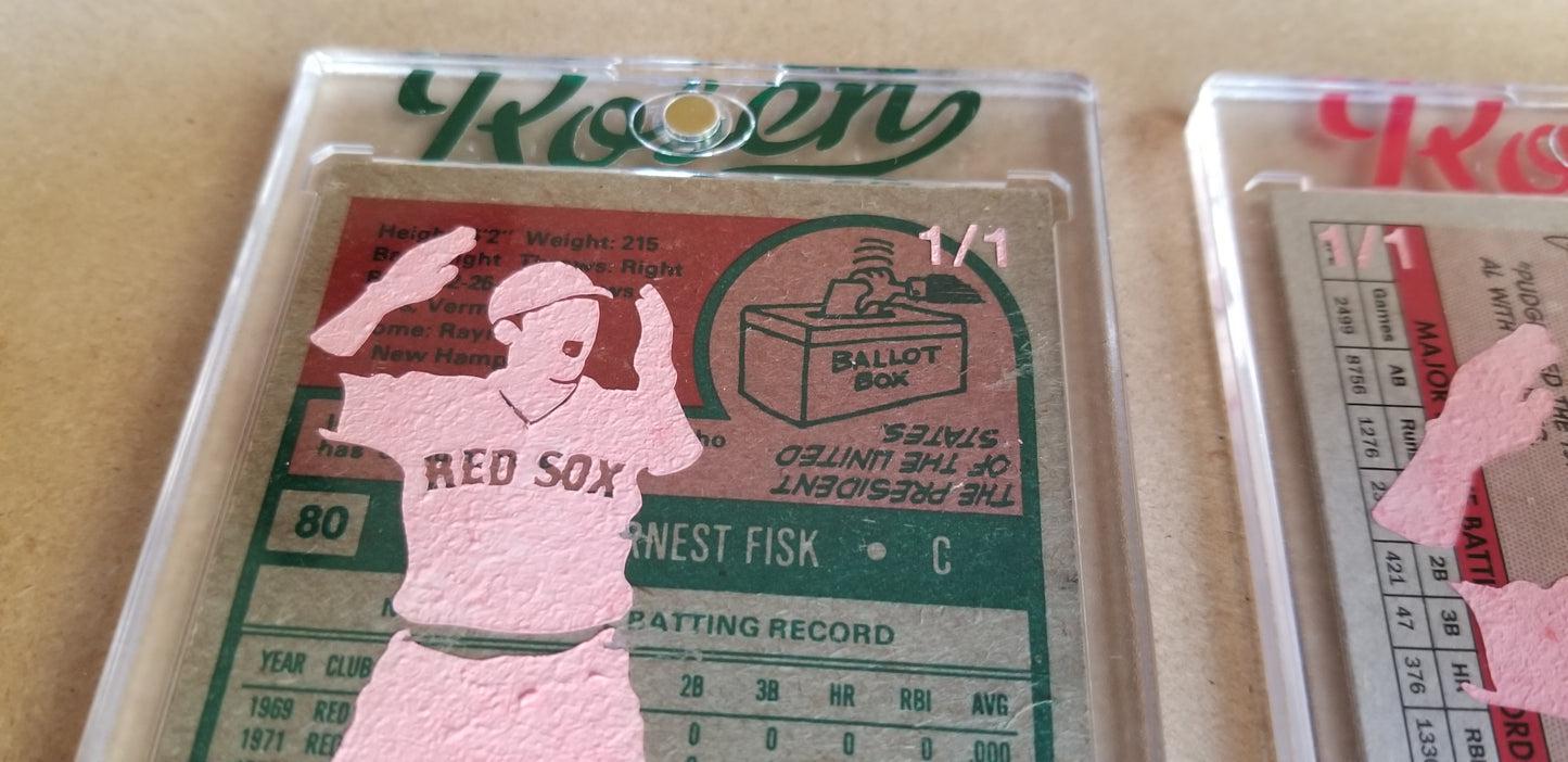 Baseball card art by Matthew Lee Rosen (aka Matthew Rosen) - Carlton Fisk Game 6 Home Run