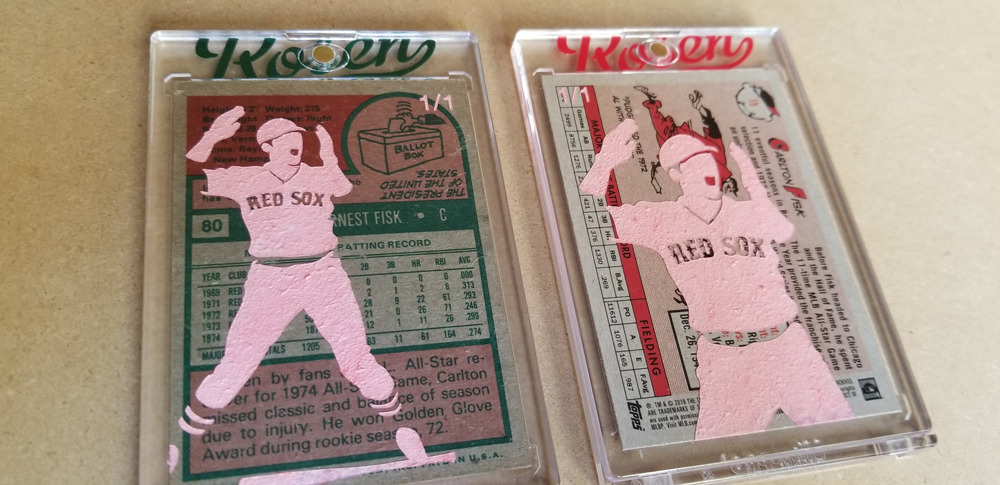Baseball card art by Matthew Lee Rosen (aka Matthew Rosen) - Carlton Fisk Game 6 Home Run