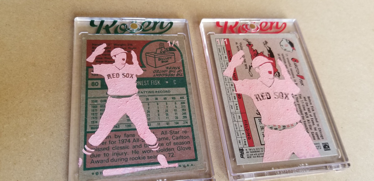 Baseball card art by Matthew Lee Rosen (aka Matthew Rosen) - Carlton Fisk Game 6 Home Run