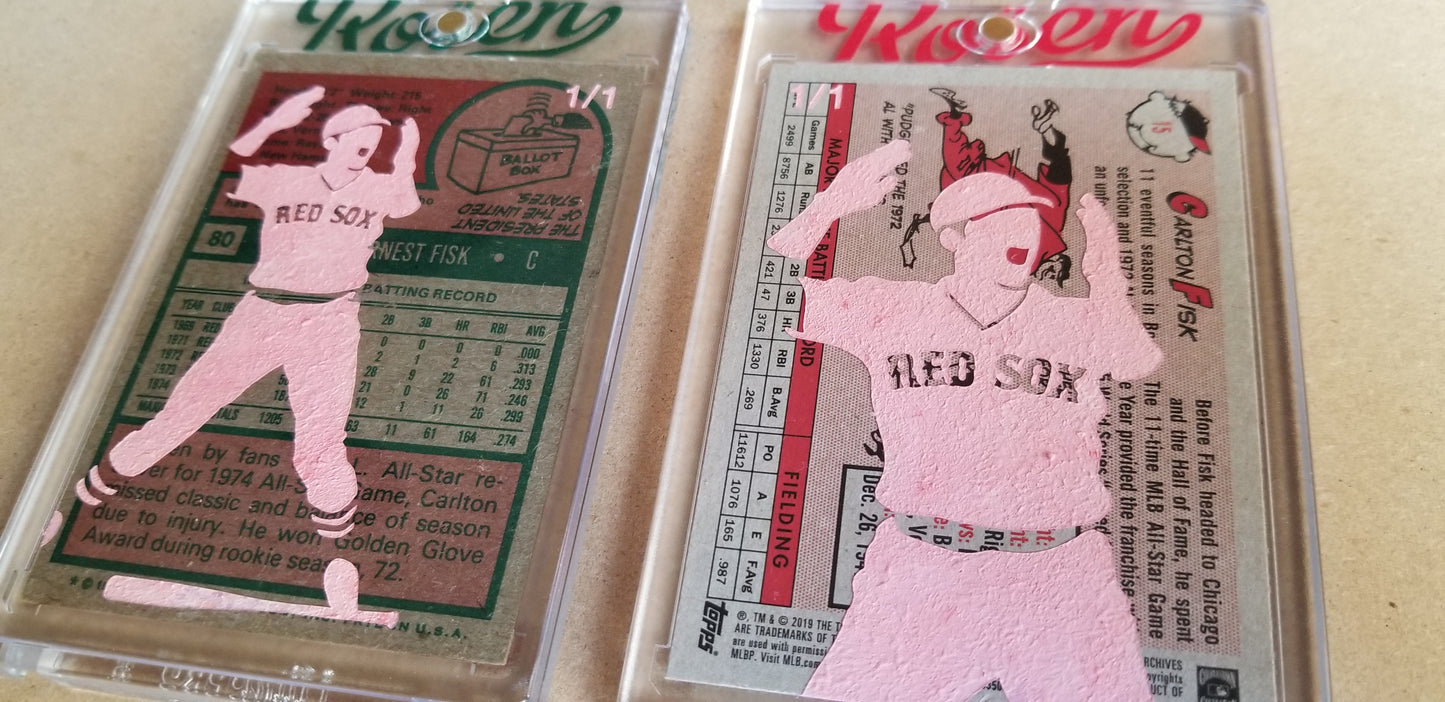 Baseball card art by Matthew Lee Rosen (aka Matthew Rosen) - Carlton Fisk Game 6 Home Run