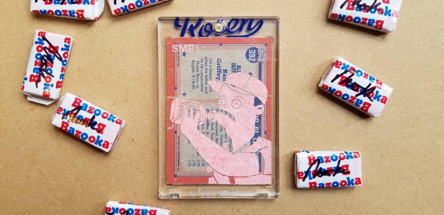 Baseball card art by Matthew Lee Rosen (aka Matthew Rosen) - Simpsons Ken Griffey Jr.