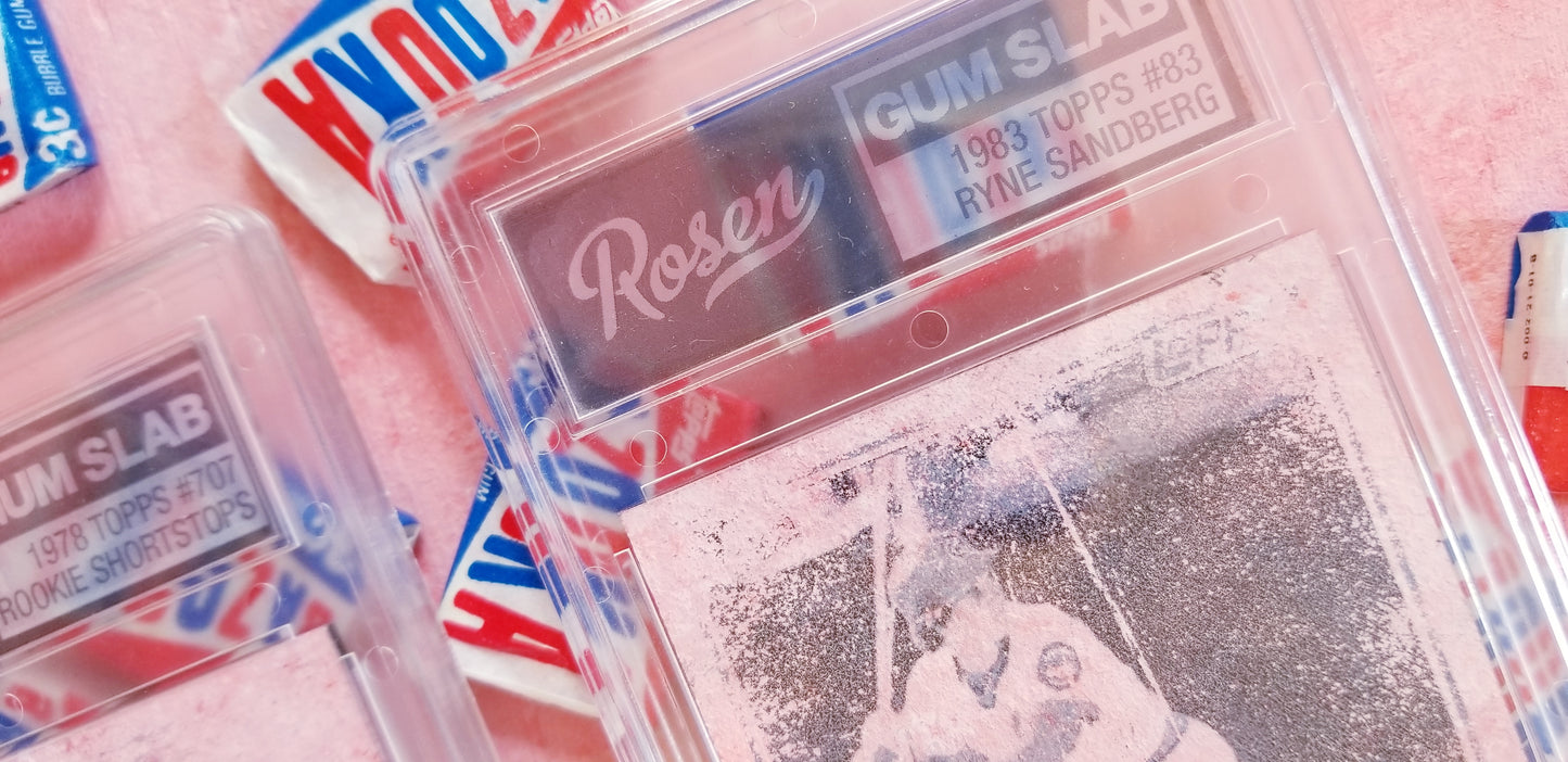 Baseball card art by Matt Rosen - Gum Sabs: Molitor, Trammell, Sandberg, Brett