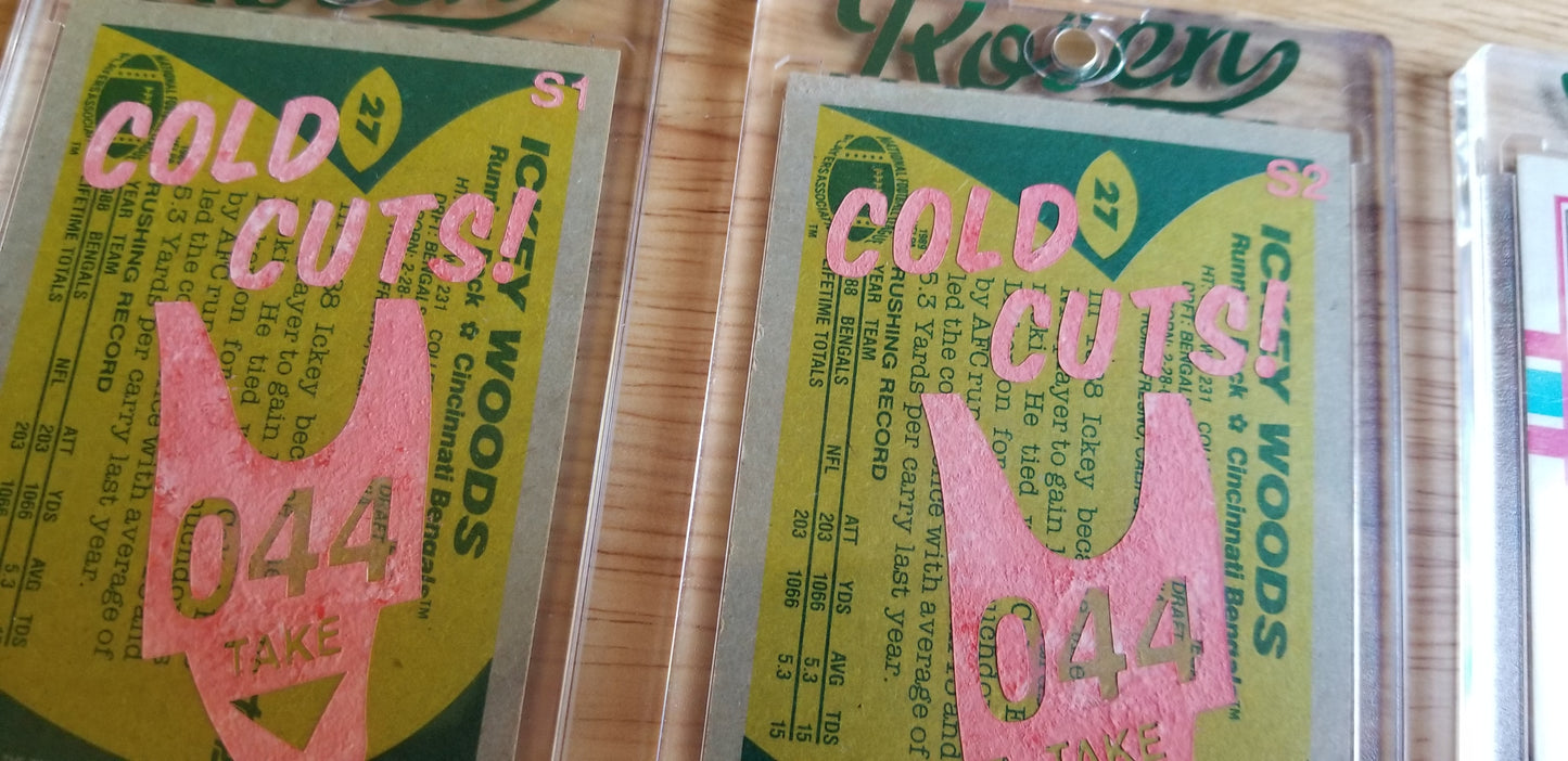 Football card art by Matthew Rosen - Ickey Woods Cold Cuts