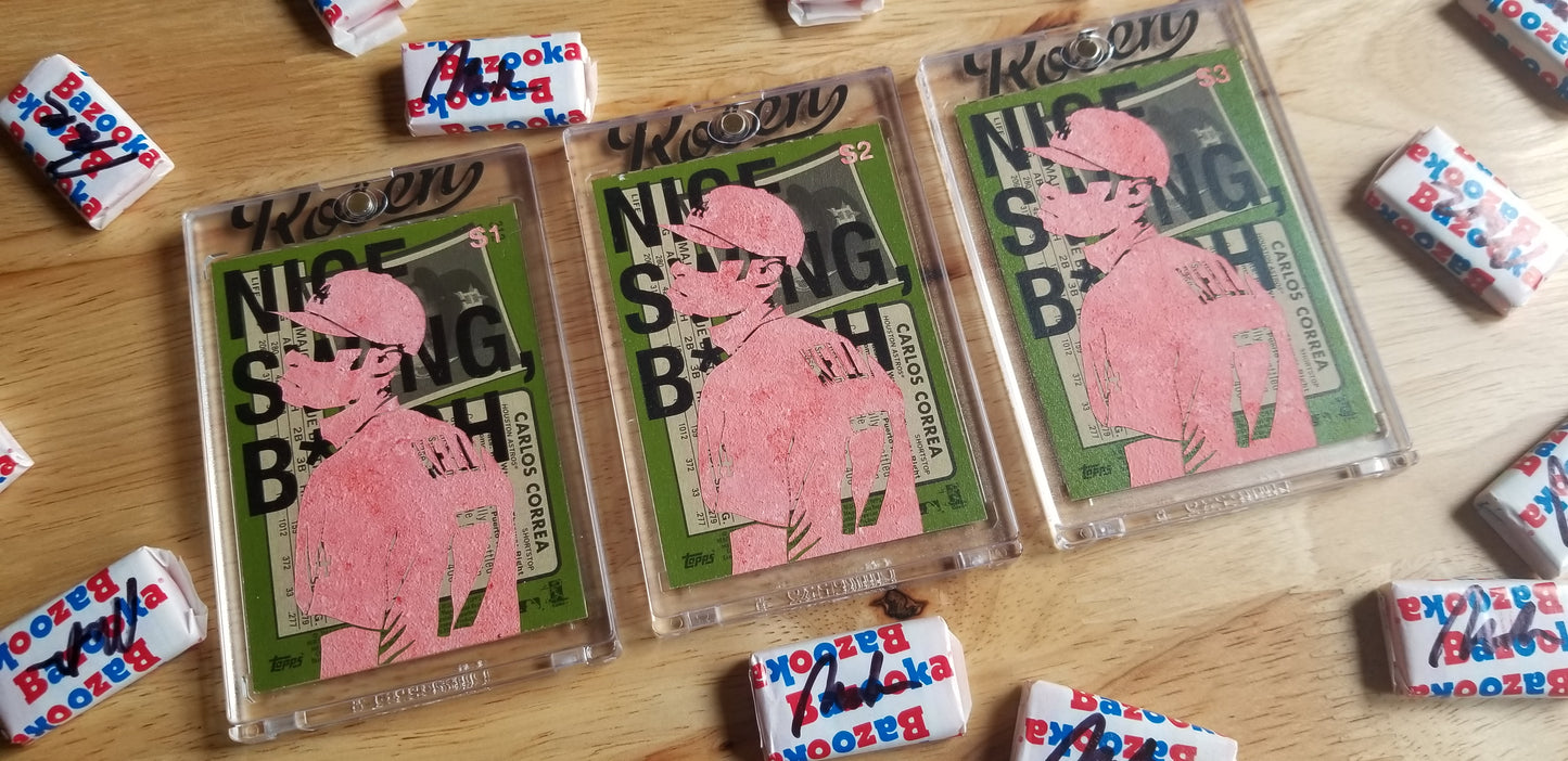 Baseball card art by Matthew Rosen - Joe Kelly and Carlos Correa