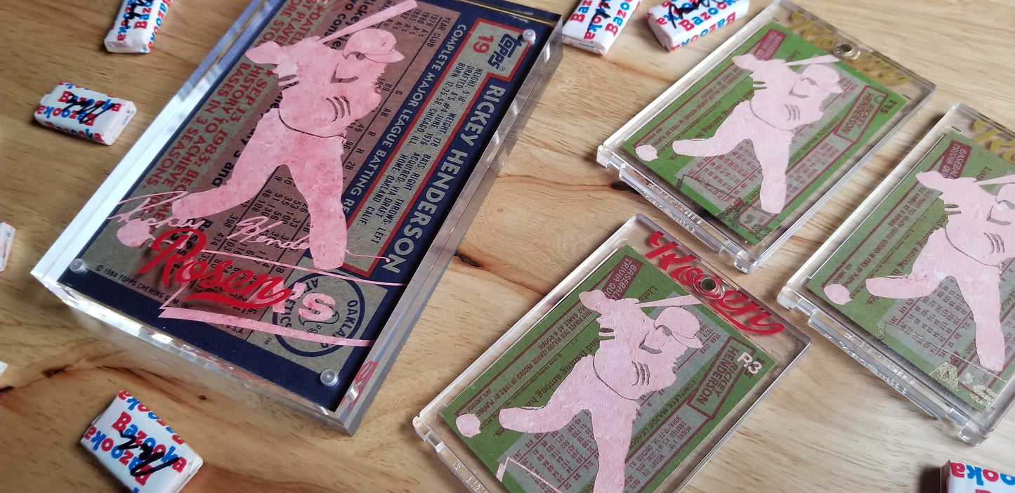 Baseball card art by Matthew Lee Rosen (aka Matthew Rosen) - Rickey Henderson Rookie Card