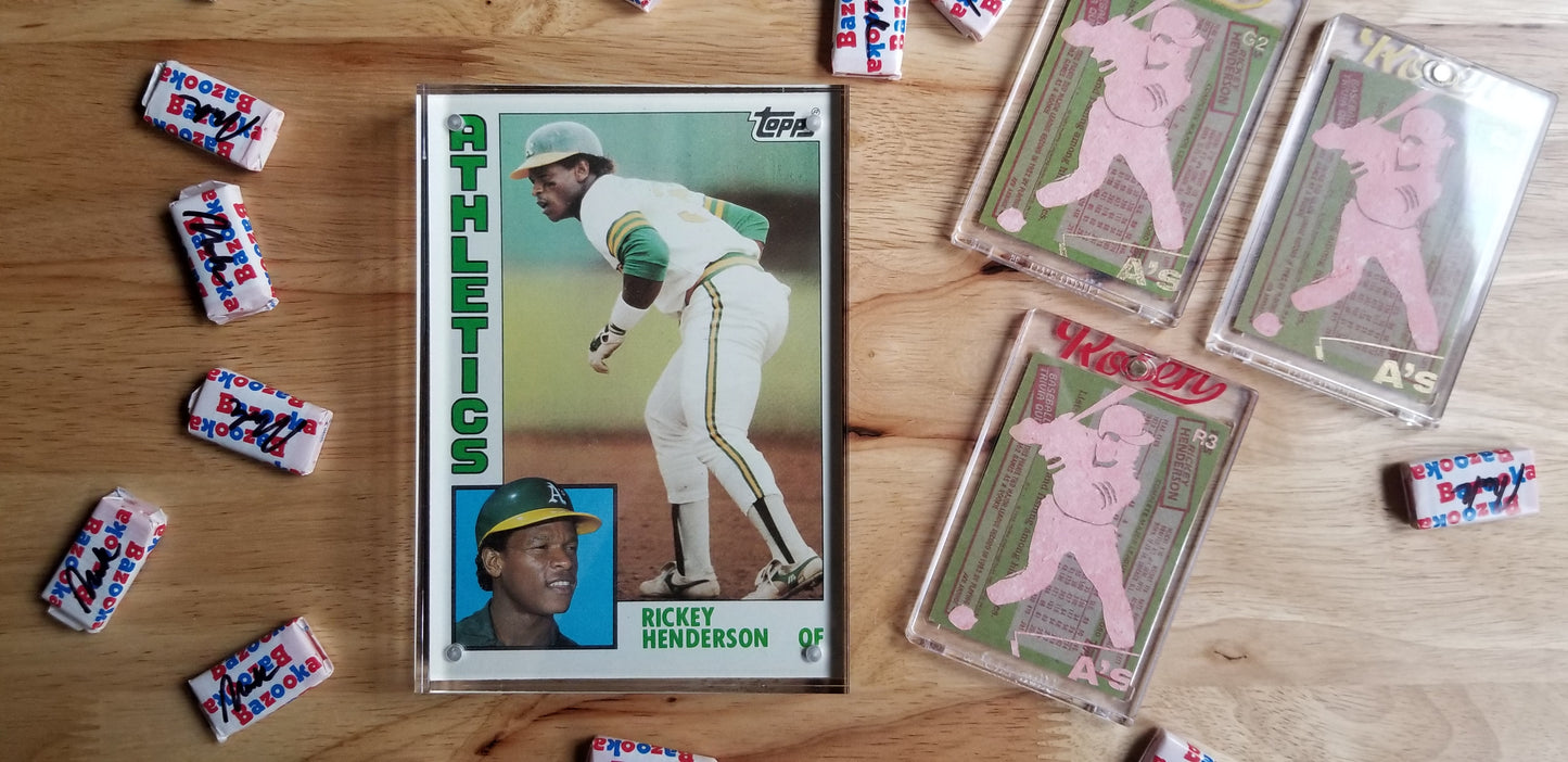 Baseball card art by Matthew Lee Rosen (aka Matthew Rosen) - Rickey Henderson Rookie Card