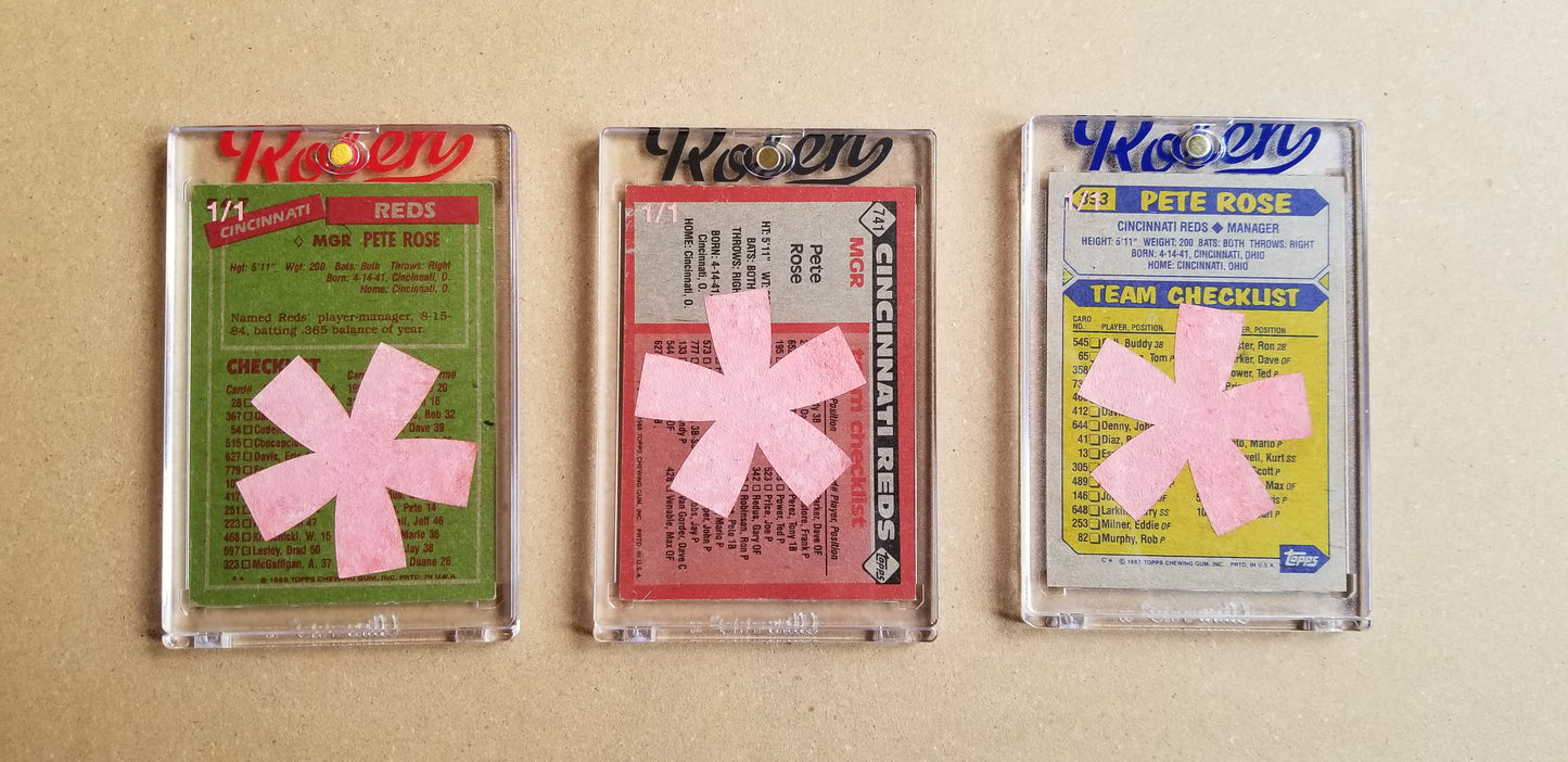 Baseball card art by Matthew Lee Rosen (aka Matthew Rosen) - Gum Stick Collector Cards - Pete Rose Manager (Asterisks)