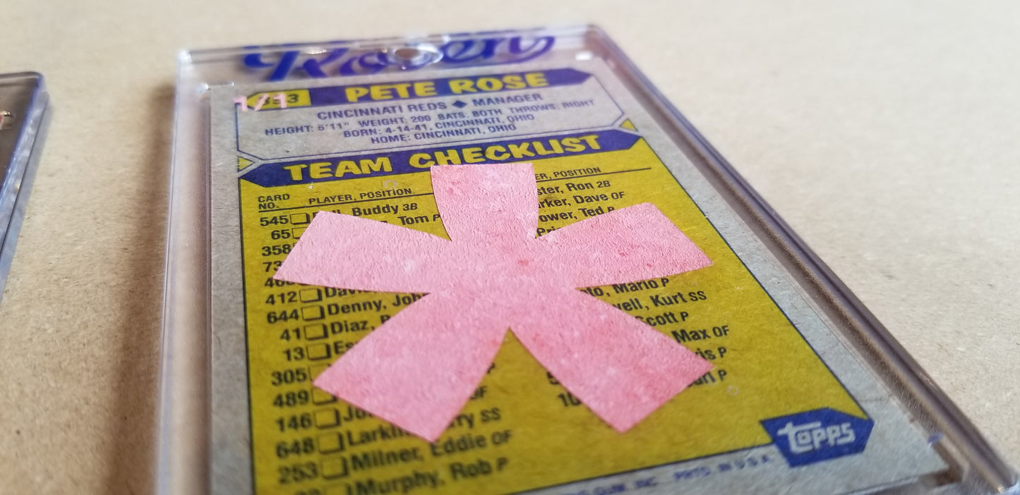 Baseball card art by Matthew Lee Rosen (aka Matthew Rosen) - Gum Stick Collector Cards - Pete Rose Manager (Asterisks)