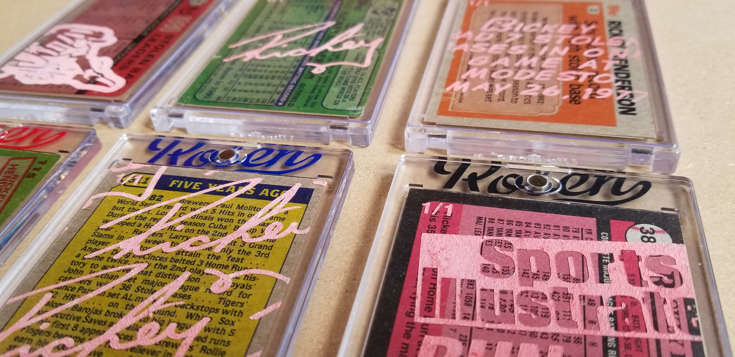 Baseball card art by Matthew Lee Rosen (aka Matthew Rosen) - Gum Stick Collector Cards - Rickey Henderson Series