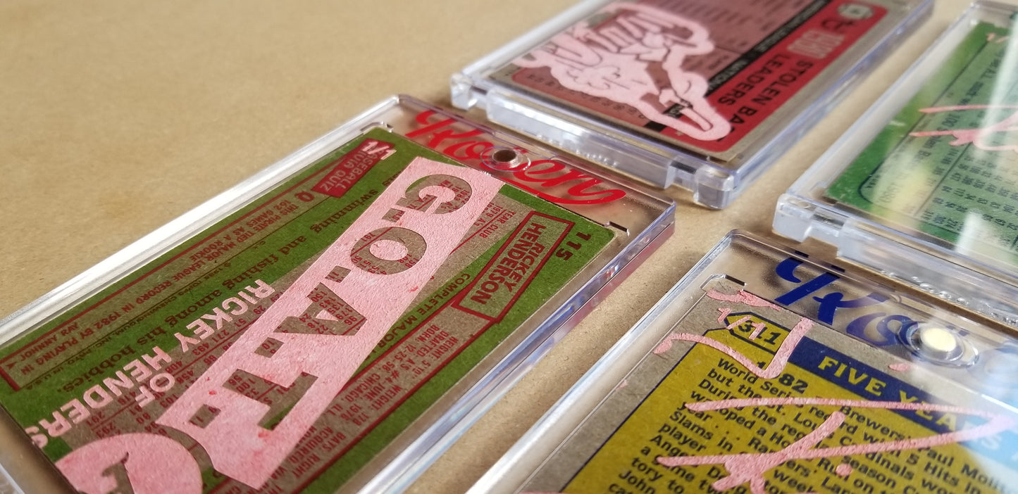 Baseball card art by Matthew Lee Rosen (aka Matthew Rosen) - Gum Stick Collector Cards - Rickey Henderson Series