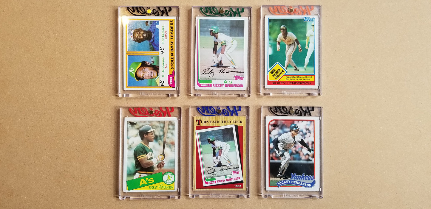 Baseball card art by Matthew Lee Rosen (aka Matthew Rosen) - Gum Stick Collector Cards - Rickey Henderson Series
