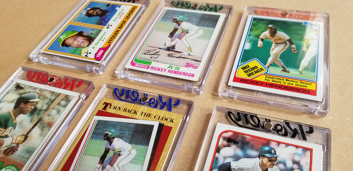 Baseball card art by Matthew Lee Rosen (aka Matthew Rosen) - Gum Stick Collector Cards - Rickey Henderson Series