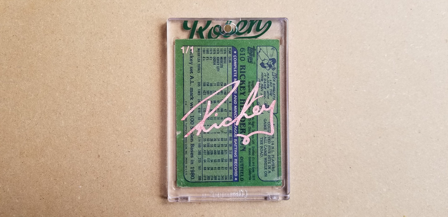 Baseball card art by Matthew Lee Rosen (aka Matthew Rosen) - Gum Stick Collector Cards - Rickey Henderson Series