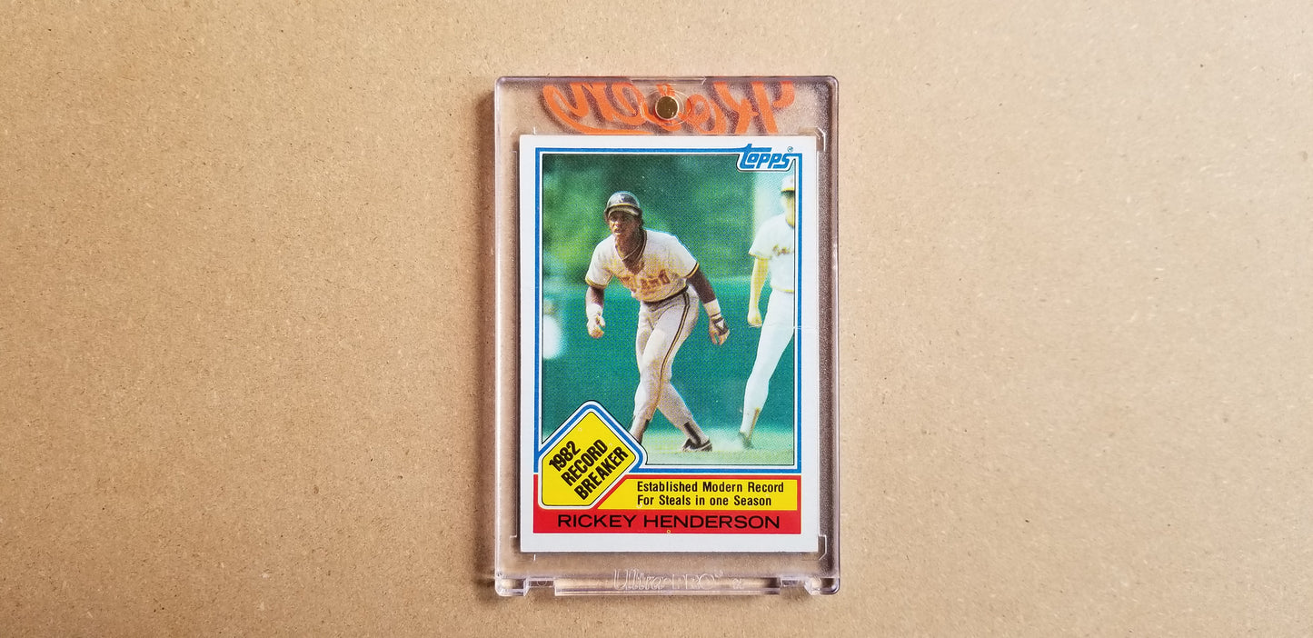 Baseball card art by Matthew Lee Rosen (aka Matthew Rosen) - Gum Stick Collector Cards - Rickey Henderson Series