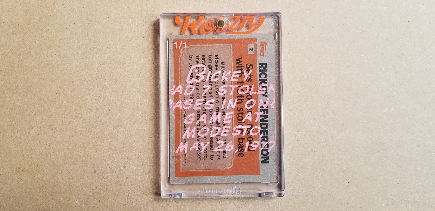Baseball card art by Matthew Lee Rosen (aka Matthew Rosen) - Gum Stick Collector Cards - Rickey Henderson Series