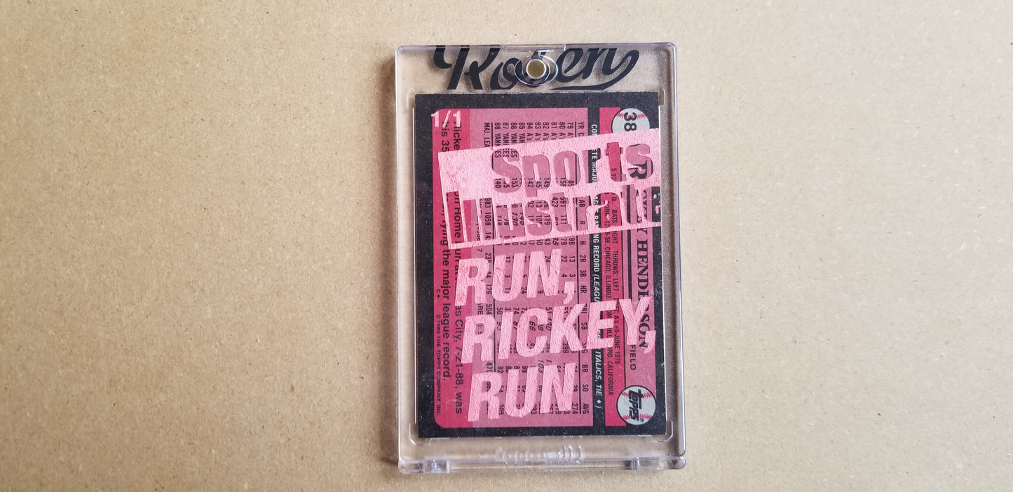 Baseball card art by Matthew Lee Rosen (aka Matthew Rosen) - Gum Stick Collector Cards - Rickey Henderson Series