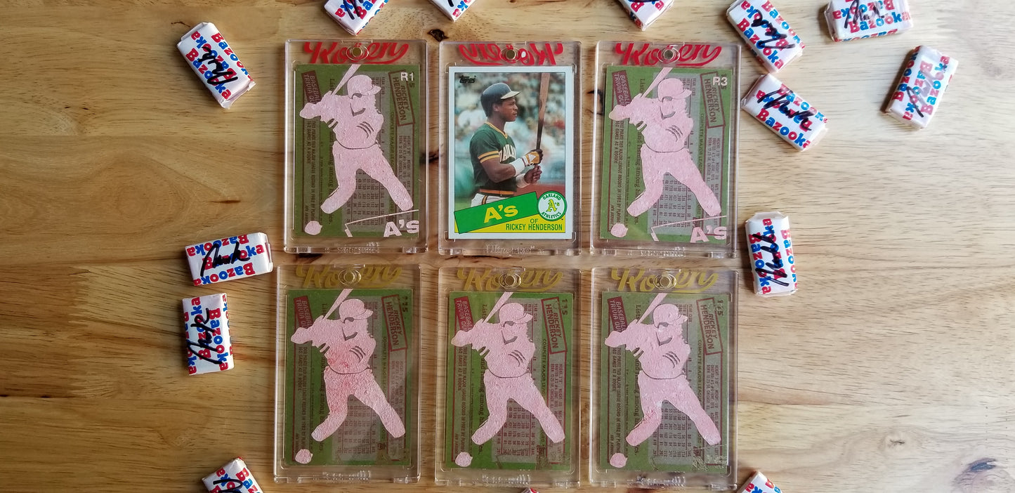 Baseball card art by Matthew Lee Rosen (aka Matthew Rosen) - Rickey Henderson Rookie Card