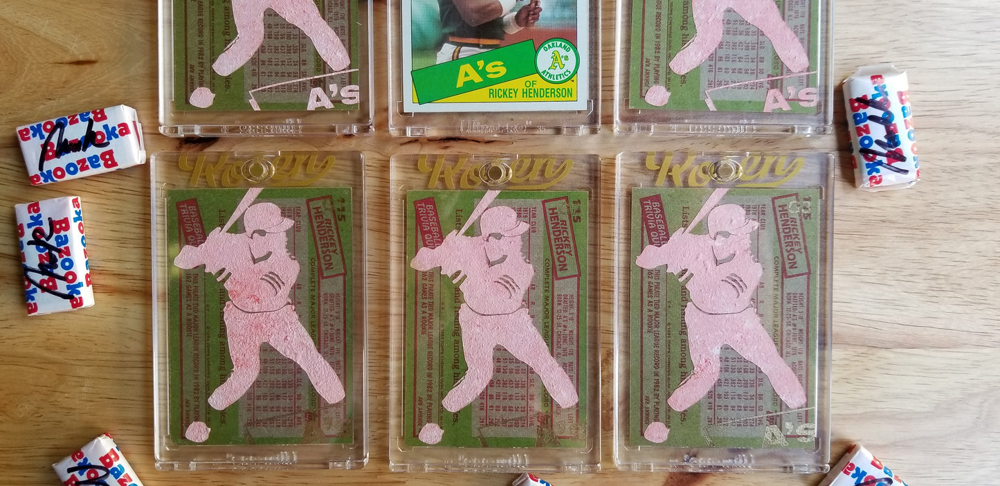 Baseball card art by Matthew Lee Rosen (aka Matthew Rosen) - Rickey Henderson Rookie Card