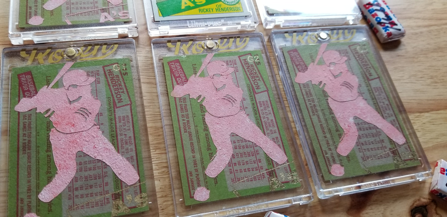 Baseball card art by Matthew Lee Rosen (aka Matthew Rosen) - Rickey Henderson Rookie Card